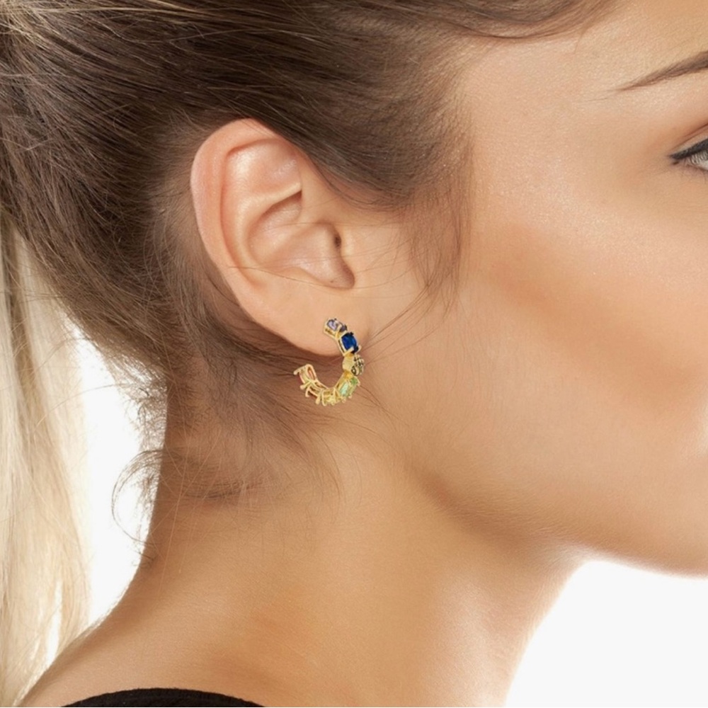 Kurt Geiger Eagle Head Multi Crystal Hoop Earrings - Picture 3 of 5